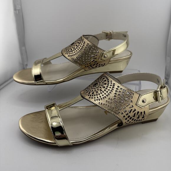 Anne Klein‎ Maddie Gold Slingback Sandal Open Toe Women’s Size 7.5 M NWB - Picture 5 of 10